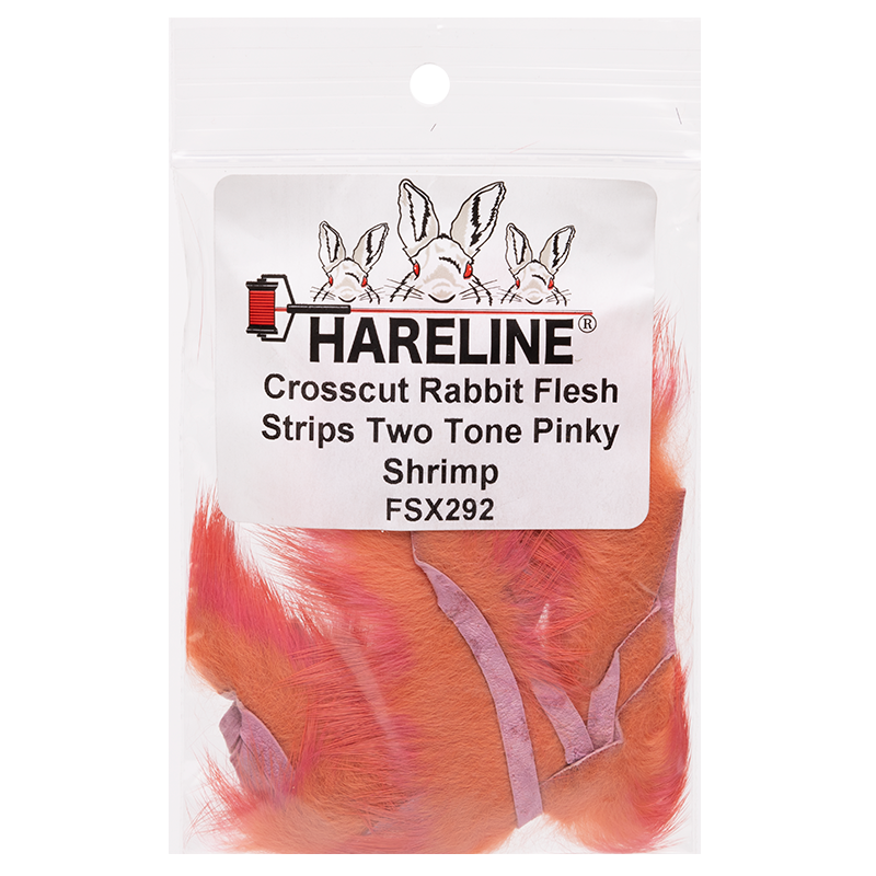 Hareline Cross-cut Rabbit Strips Two Tone Pinky Shrimp