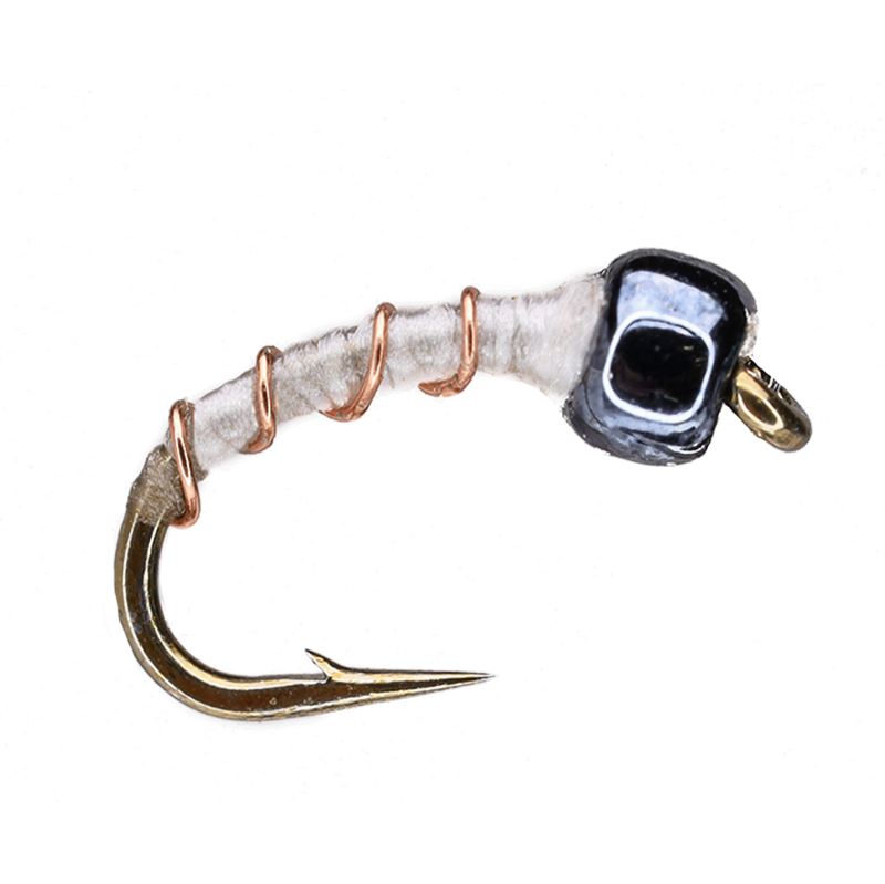 Moscas De Pesca Ninfa Negra Cebra Midge - 1 Docena Con Ganchos Mustad M 1016134