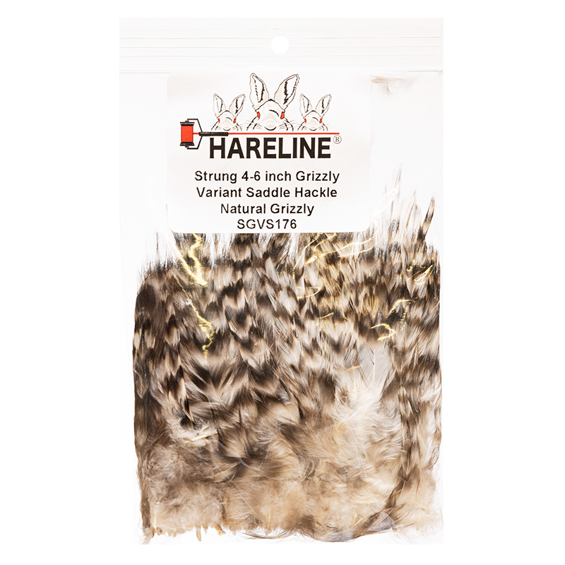 Hareline Strung Grizzly Saddle Hackle 4-6 Inch