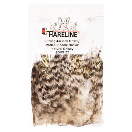 Hareline Strung Grizzly Saddle Hackle 4-6 Inch