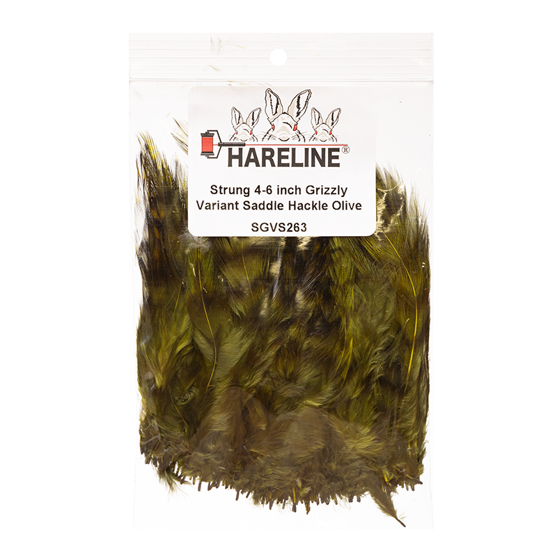 Hareline Strung Grizzly Saddle Hackle 4-6 Inch