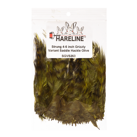 Hareline Strung Grizzly Saddle Hackle 4-6 Inch