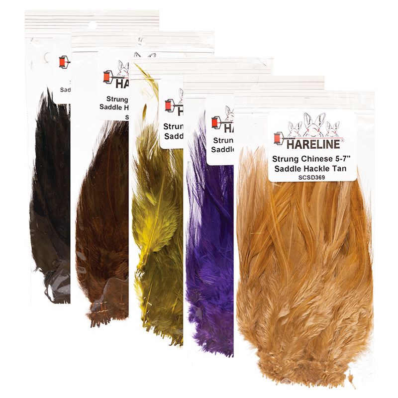 Hareline Strung Saddle Hackle 5-7 Inches