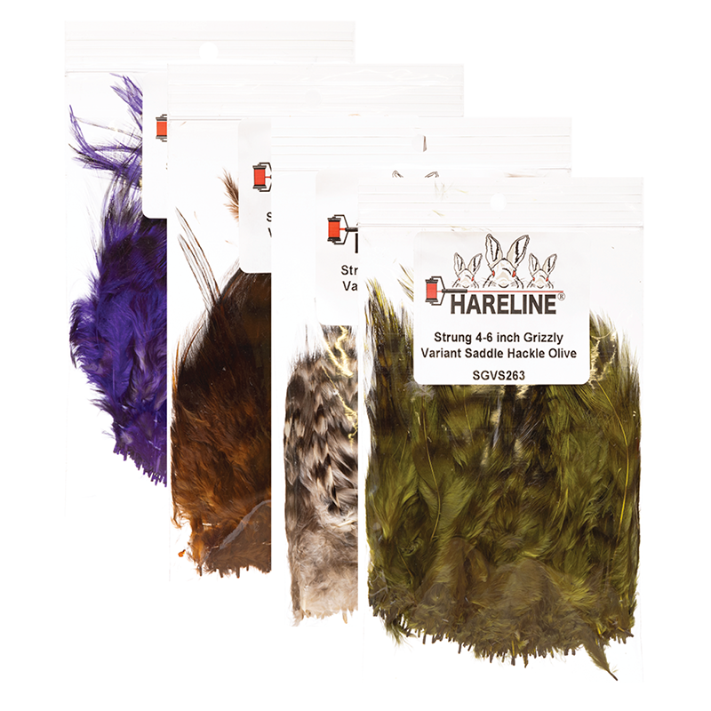 Hareline Strung Grizzly Saddle Hackle 4-6 Inch