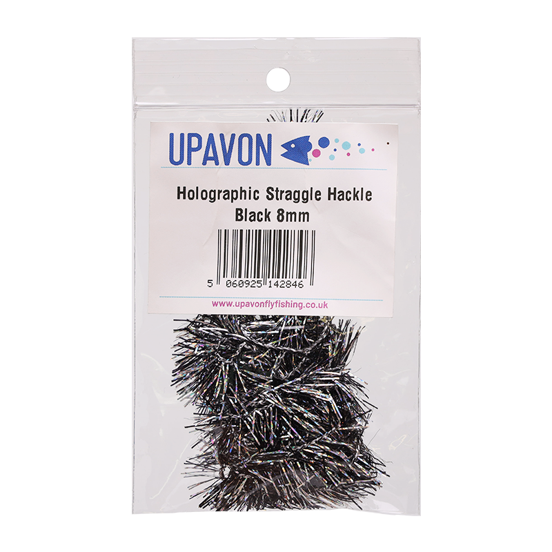 Black Silver Upavon Holographic Straggle Hackle