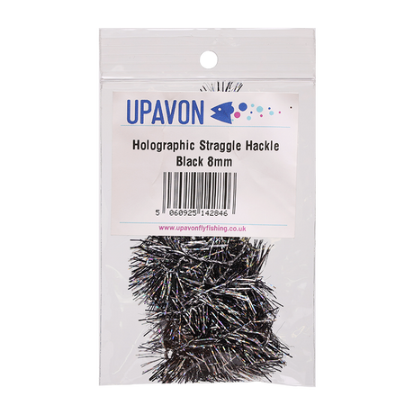 Black Silver Upavon Holographic Straggle Hackle