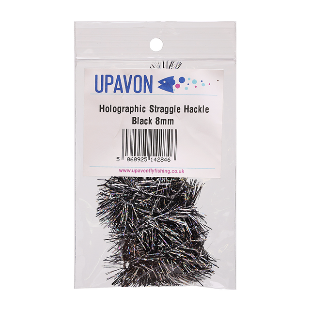 Black Silver Upavon Holographic Straggle Hackle